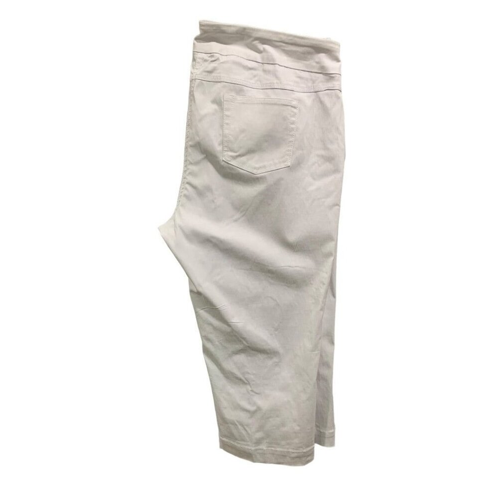 Size 20W Slim-Sation Womens Off White Pull On Pants Crop Capri Stretch Fabric
